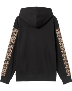 PUMA - FELPA CON CAPPUCCIO NERA LEOPARDATA ESSENTIAL GRAPHIC ANIMAL COMFORT DA DONNA , 688084-51
