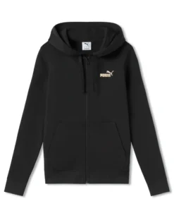 PUMA - FELPA CON CAPPUCCIO NERA  FULL ZIP ESSENTIALTEXTURED FOIL - DA DONNA, 692199-01