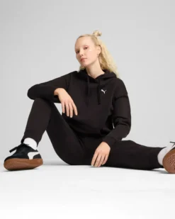 PUMA - FELPA  CON CAPPUCCIO NERA ESSENTIAL  COMFORT HD FL DA DONNA, 682384-01