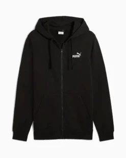 PUMA - FELPA CON CAPPUCCIO NERA ESSENTIAL N. 1 LOGO FZ HD - DA UOMO, 682588-01
