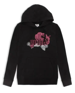 PUMA - FELPA CON CAPPUCCIO NERA ESSENTIAL FLORAL BIG LOGO HD DA DONNA, 689032-01