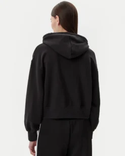 PUMA - FELPA CON CAPPUCCIO  NERA  WARDROBE ESSENTIAL RELAXED CROP DA DONNA , 629746-01