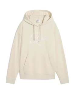 PUMA - FELPA CON CAPPUCCIO PANNA ESSENTIAL SCRIPT COMFORT HD TR  DA DONNA, 684983-87