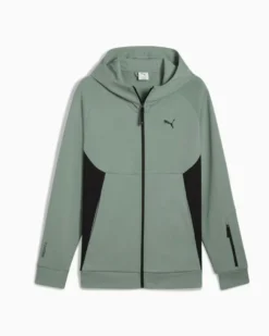 PUMA - FELPA CON CAPPUCCIO PUMATECH FULL-ZIP HOODIE VERDE CHIARO DA UOMO, 684605-30