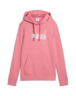 PUMA - FELPA CON CAPPUCCIO ROSA ESSENTIAL LOGO LAB METALLIC    DA DONNA, 691829-25