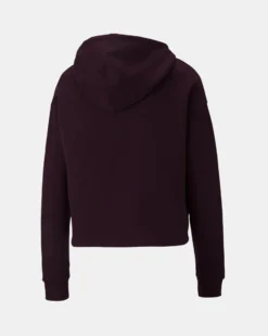 PUMA - FELPA CON CAPPUCCIO VIOLA ESSENTIAL CROPPED LOGO DA DONNA, 586869-46