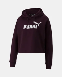 PUMA - FELPA CON CAPPUCCIO VIOLA ESSENTIAL CROPPED LOGO DA DONNA, 586869-46