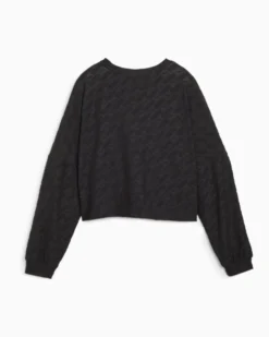PUMA - Felpa crop da donna nera in tessuto traspirante
