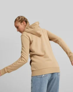 PUMA - Felpa da donna beige con logo bianco e cappuccio