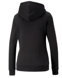 PUMA - Felpa da donna nera con logo bianco e cappuccio