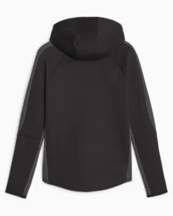 PUMA - Felpa da donna nera in tessuto traspirante con cappuccio e zip frontale