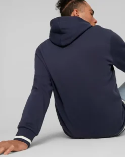 PUMA - Felpa da uomo blu con zip frontale e cappuccio
