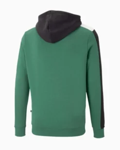 PUMA - Felpa da uomo blu e verde con cappuccio e dettagli bianchi