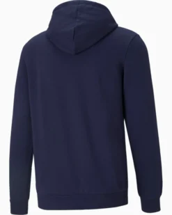 PUMA - Felpa da uomo blu scuro con cappuccio e logo bianco