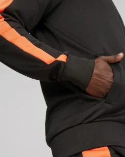 PUMA - Felpa da uomo nera a collo alto con zip frontale