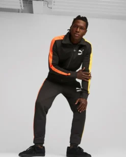 PUMA - Felpa da uomo nera a collo alto con zip frontale