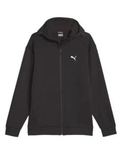 PUMA - Felpa da uomo nera con zip frontale e cappuccio