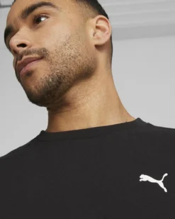 PUMA - Felpa da uomo nera in cotone con logo bianco