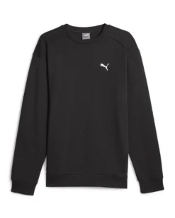 PUMA - Felpa da uomo nera in cotone con logo bianco