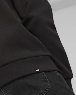 PUMA - Felpa da uomo nera in cotone con logo bianco