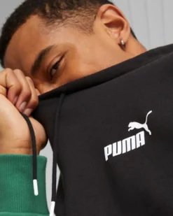PUMA - Felpa da uomo verde nera e bianca con cappuccio