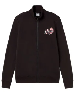 PUMA - FELPA FULL ZIP NERA FLORAL GRAPHIC FZ TRDA DONNA, 694456-01