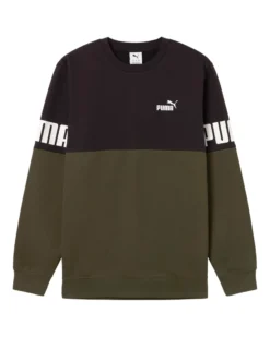 PUMA - FELPA GIROCOLLO NERA E VERDE POWER COLORBLOCK - DA UOMO, 693577-70