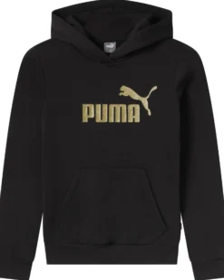PUMA - FELPA NERA JUNIOR CON CAPPUCCIO E LOGO GLITTER  684773-01