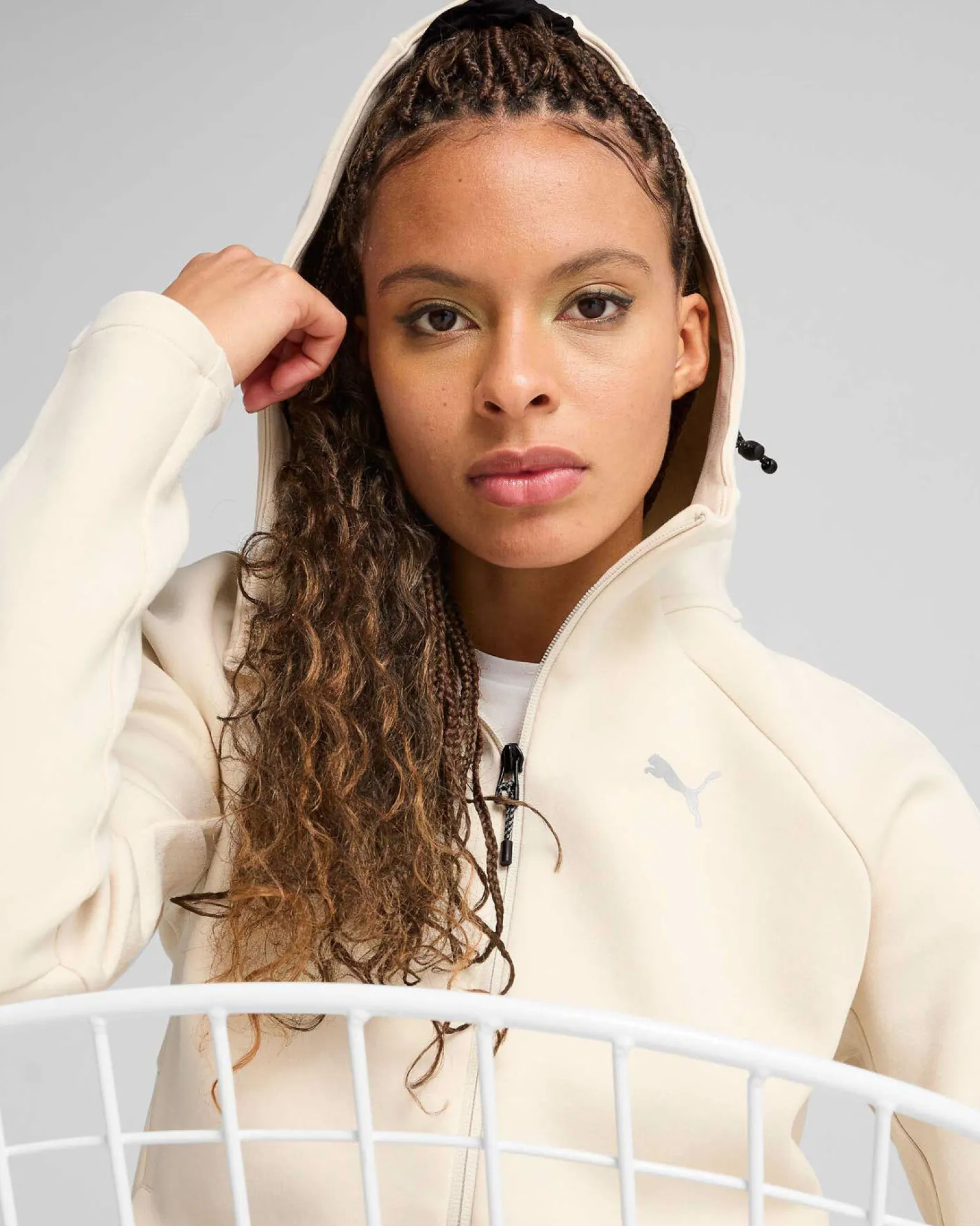 PUMA - FELPA TECH BEIGE DA DONNA CON CAPPUCCIO EVOSTRIPE 685050-87