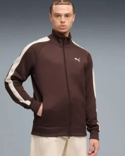 PUMA - FELPA UOMO MARRONE E BEIGE  T7 ALWAYS ON TRACK, 629587-31