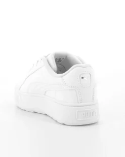 PUMA KARMEN L PS - Sneakers da bambina bianca con dettagli argento e suola alta, numerata 28/35