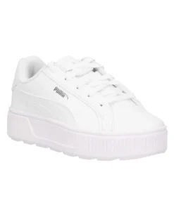 PUMA KARMEN L PS - Sneakers da bambina bianca con dettagli argento e suola alta, numerata 28/35