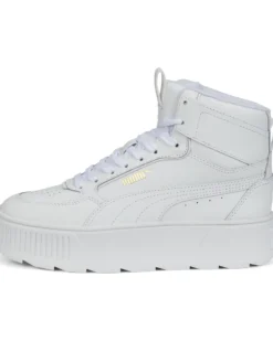 PUMA KARMEN REBELLE MID - Sneakers alta bianca in VERA PELLE con dettagli oro e suola alta