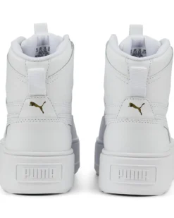 PUMA KARMEN REBELLE MID - Sneakers alta bianca in VERA PELLE con dettagli oro e suola alta