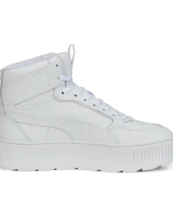 PUMA KARMEN REBELLE MID - Sneakers alta bianca in VERA PELLE con dettagli oro e suola alta