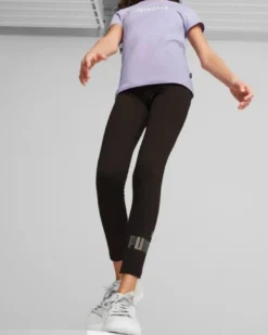 PUMA - Leggins neri con logo metallizzato