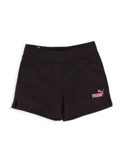 PUMA - Pantaloncini corti da donna nero con logo metallizzato