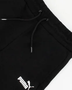 PUMA - Pantaloncini corti da donna neri a vita alta con logo bianco