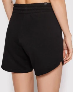 PUMA - Pantaloncini corti da donna neri a vita alta con logo bianco