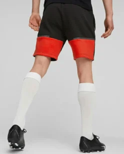 PUMA - Pantaloncini corti da uomo neri e rossi con logo Milan