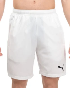 PUMA - Pantaloncini da padel uomo bianchi in tessuto traspirante con logo nero