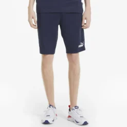 PUMA - Pantalone corto da uomo blu con logo bianco