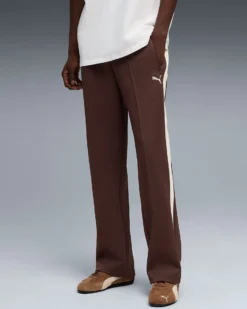 PUMA - PANTALONE DA ALLENAMENTO T7 ALWAYS ON RELAXED MARRONE CON DETTAGLI BIANCHI, 629589-31