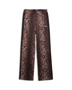 PUMA - PANTALONE DONNA LEOPARDATO NERO E MARRONE T7 LEO LUXE AOPTRACK OP,  634564-01