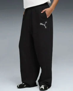 PUMA - PANTALONE DONNA NERO  ESSENTIAL GRAPHIC LEO LUXE, 634567-01