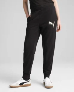 PUMA - PANTALONE ESS METALLIC SWEAT TR NERO CON LOGO SILVER - 684999-01