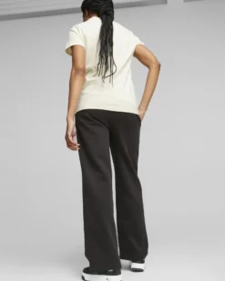 PUMA - Pantalone tuta da donna a gamba dritta nero con logo bianco