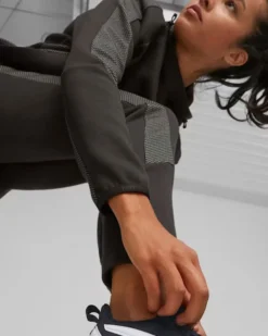 PUMA - Pantalone tuta da donna a vita alta nero in tessuto traspirante