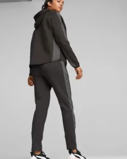 PUMA - Pantalone tuta da donna a vita alta nero in tessuto traspirante