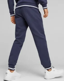 PUMA - Pantalone tuta da uomo blu con logo verde scuro